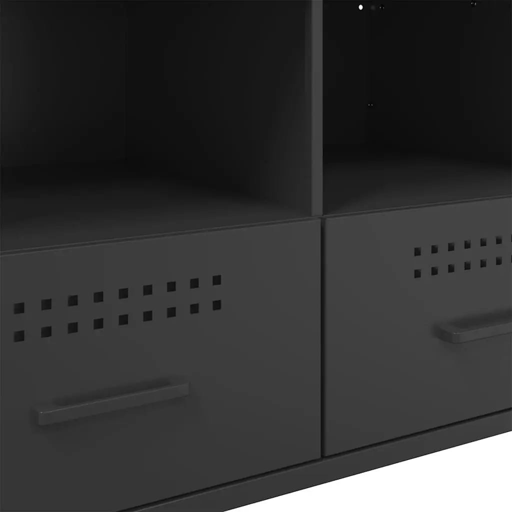 TV Cabinets 2 pcs Black Industrial Storage Unit Steel Frame Living Room Bedroom
