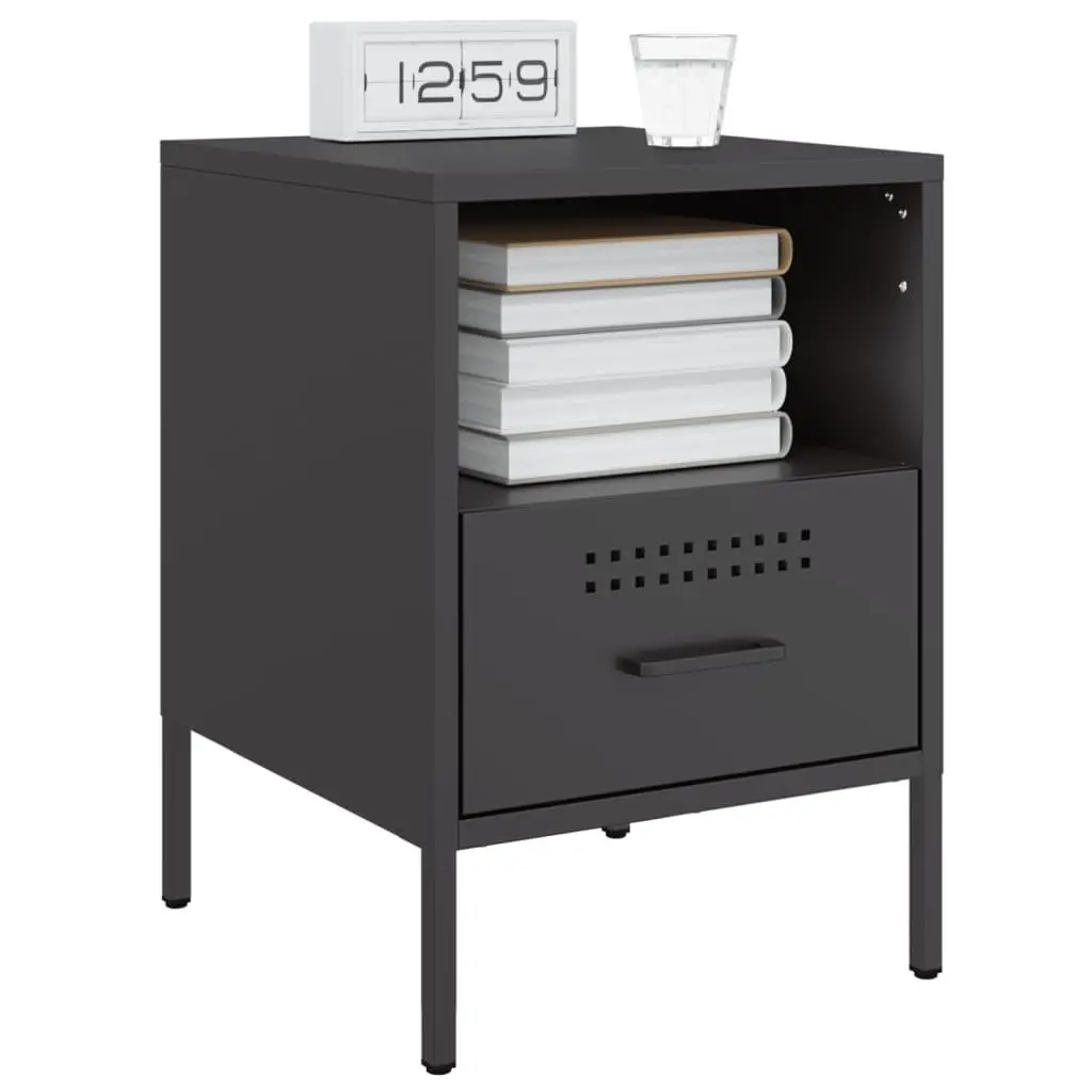 Bedside Cabinets Industrial Steel 36x39x50.5cm Black 2 pcs