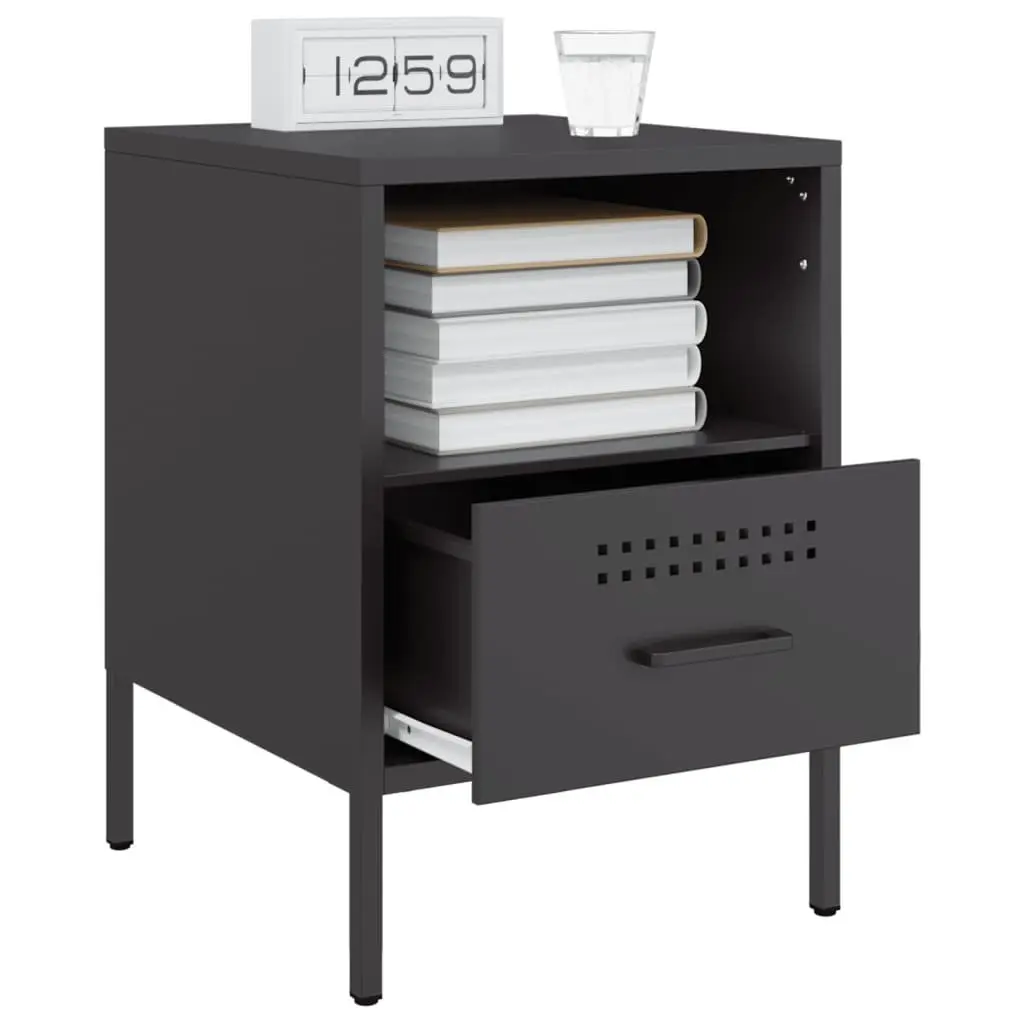 Bedside Cabinets Industrial Steel 36x39x50.5cm Black 2 pcs