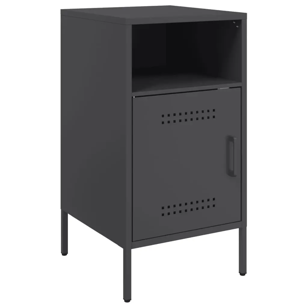 Bedside Cabinet Steel 36x39x68 cm Black 2 Piece Industrial Storage Nightstand Table
