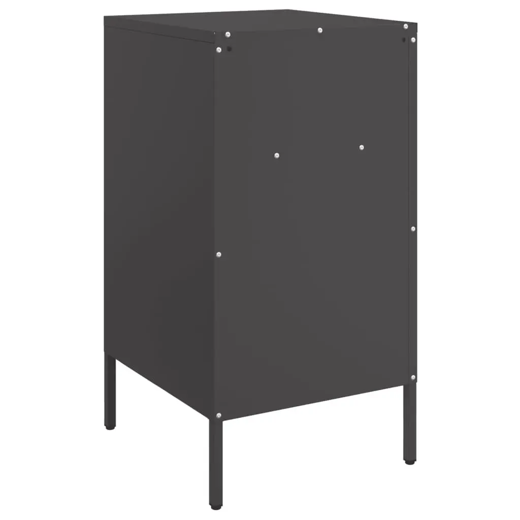 Bedside Cabinet Steel 36x39x68 cm Black 2 Piece Industrial Storage Nightstand Table