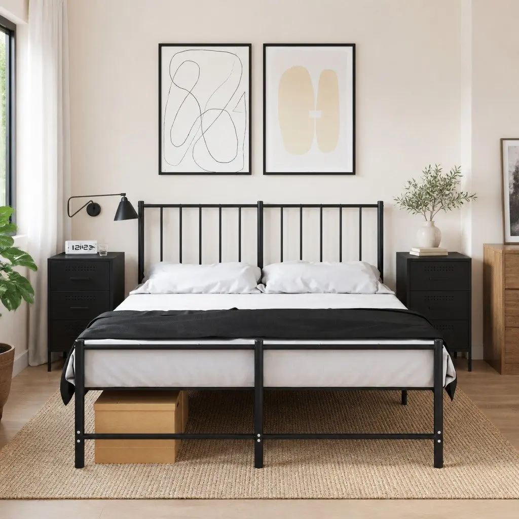 Bedside Cabinets Industrial Style Cold-rolled Steel 36x39x68 cm Black 2 Piece