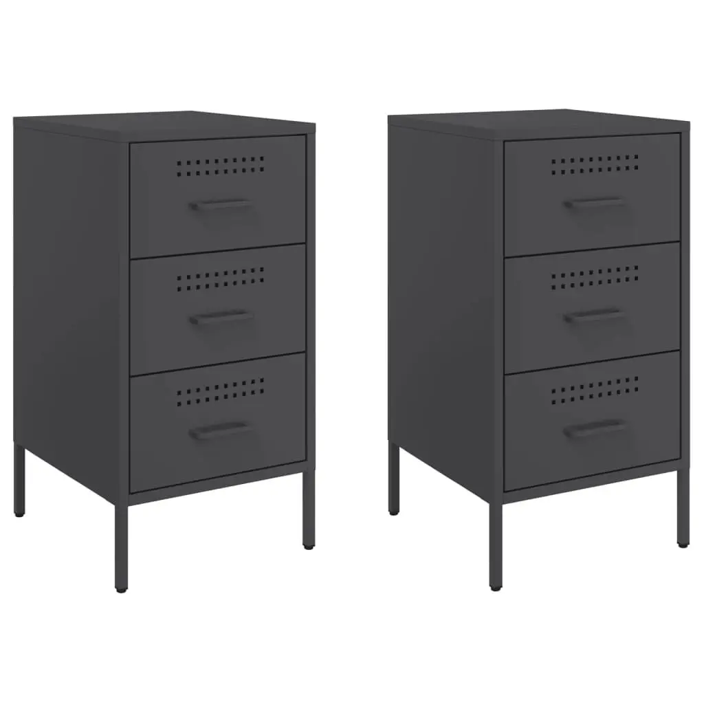 Bedside Cabinets Industrial Style Cold-rolled Steel 36x39x68 cm Black 2 Piece