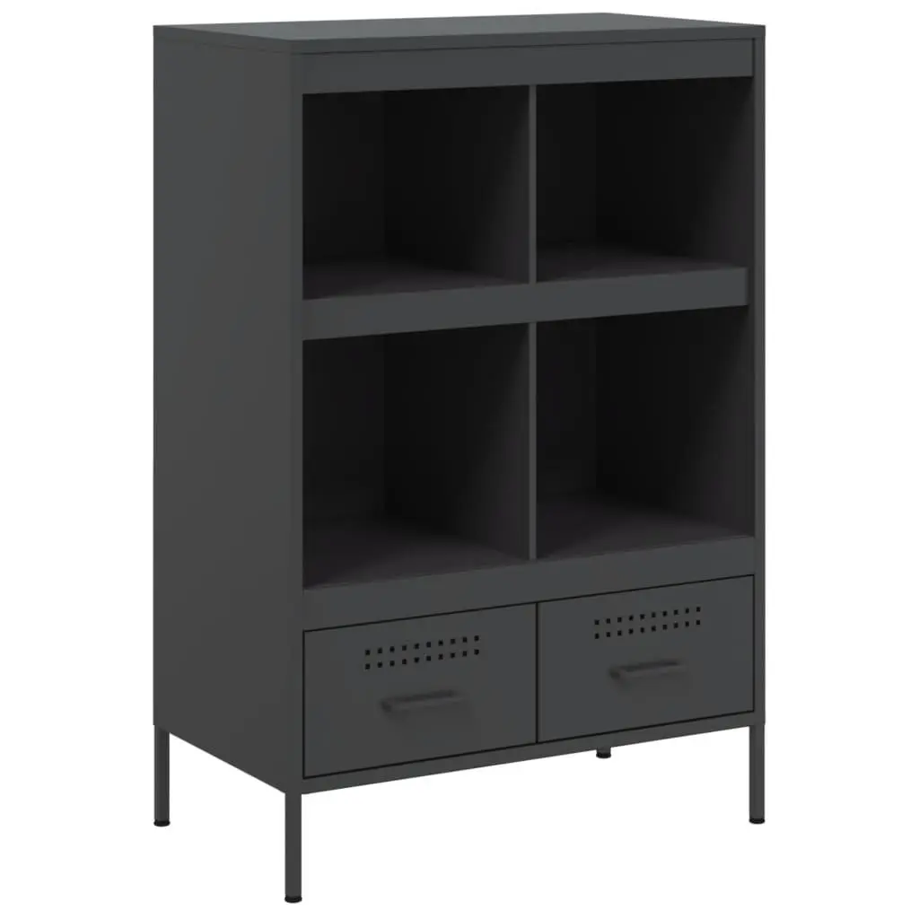 Highboard Cabinet Storage Industrial Style Black Cold Rolled Steel 68x39x101.5cm Sideboard