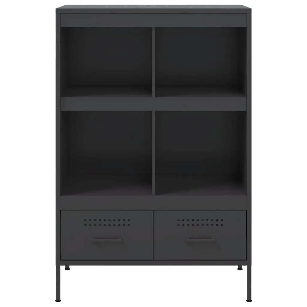 Highboard Cabinet Storage Industrial Style Black Cold Rolled Steel 68x39x101.5cm Sideboard