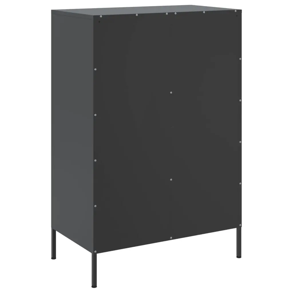 Highboard Cabinet Storage Industrial Style Black Cold Rolled Steel 68x39x101.5cm Sideboard