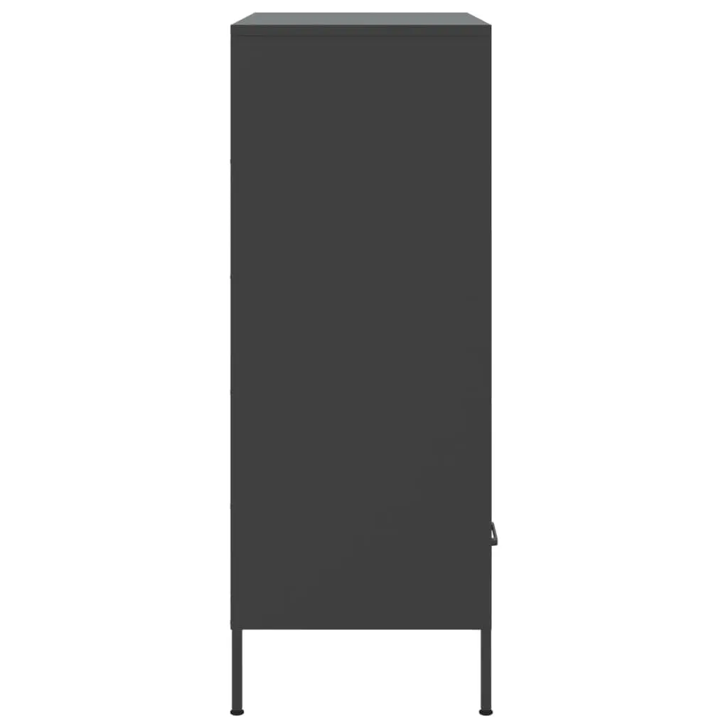 Highboard Cabinet Storage Industrial Style Black Cold Rolled Steel 68x39x101.5cm Sideboard