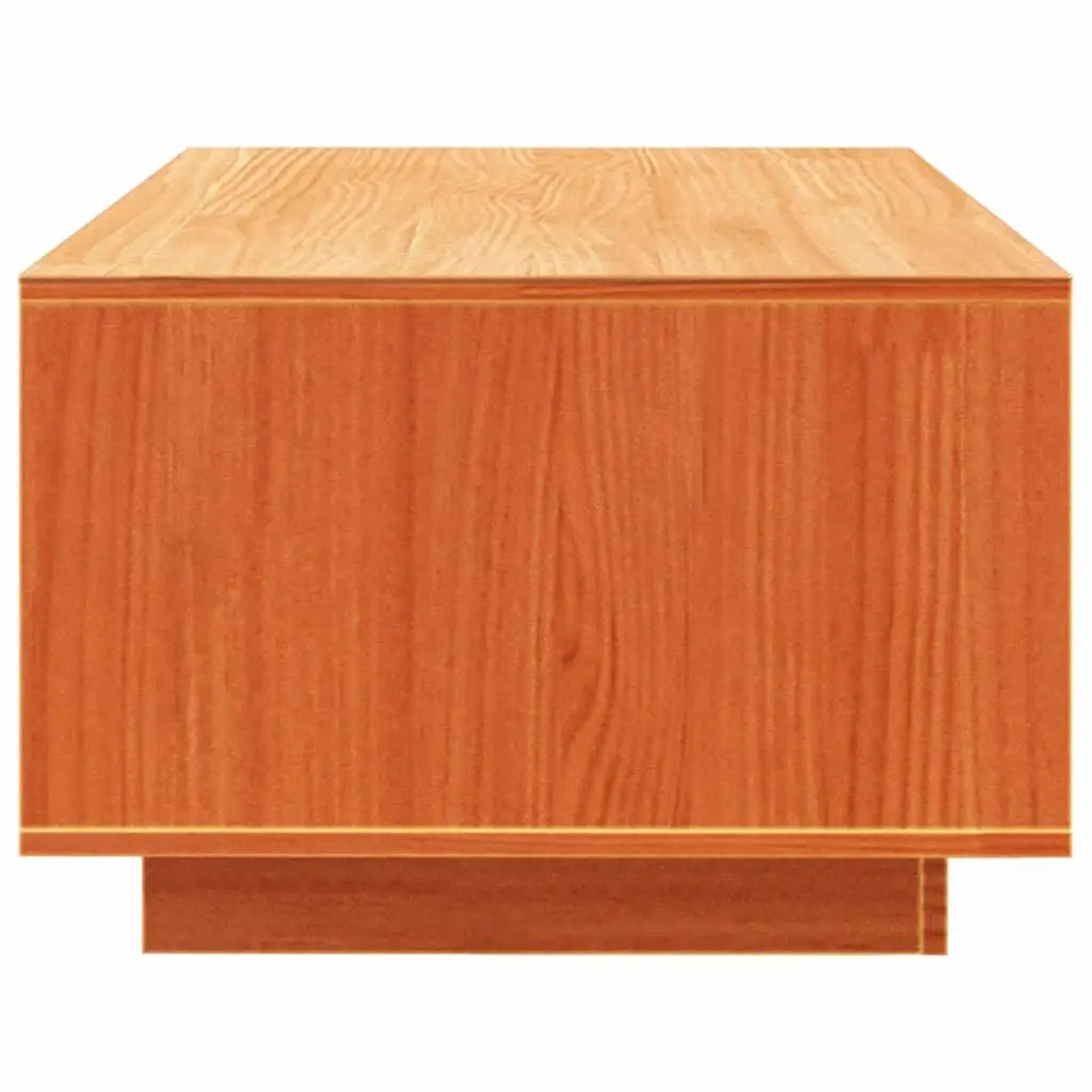 Solid Pine Wood Coffee Table with Storage Shelf Brown Living Room Accent