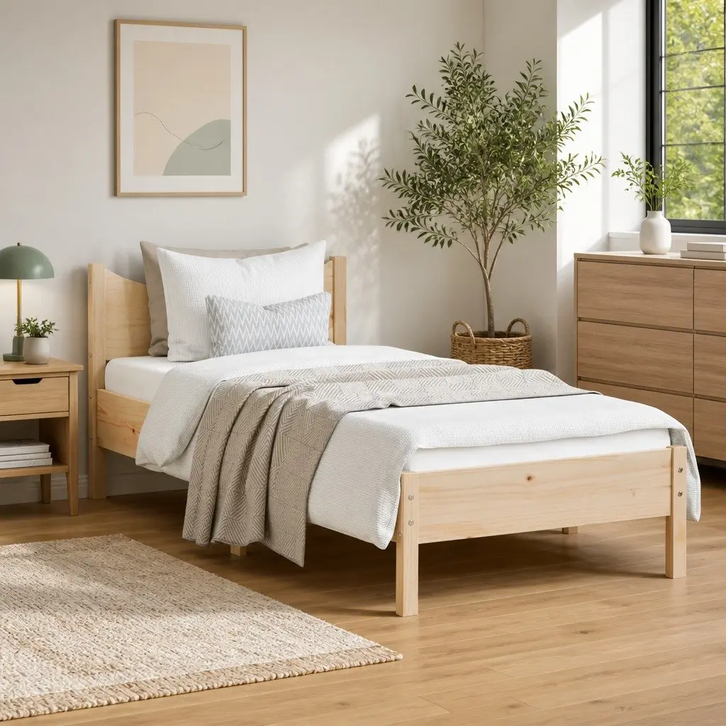Single Bed Frame 92x187 cm for Various Room Styles