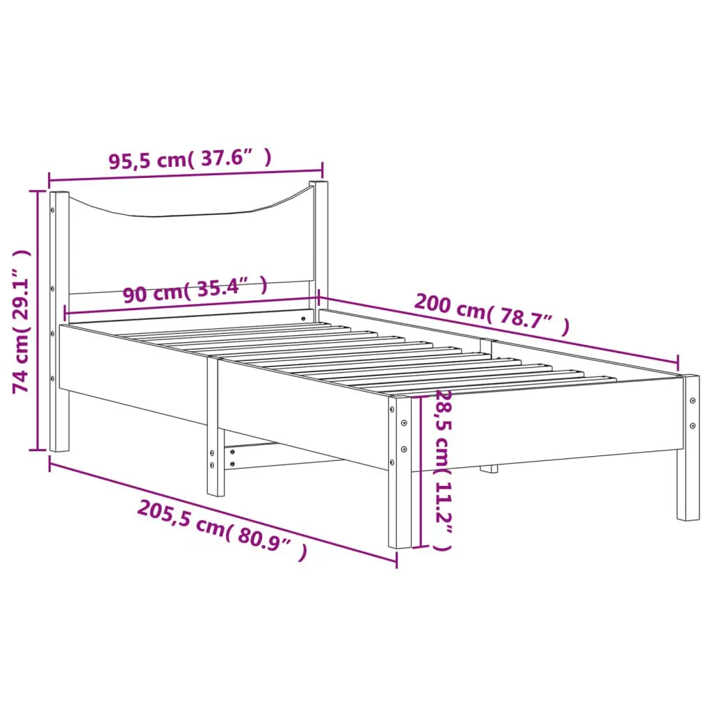Single Bed Frame 92x187 cm for Various Room Styles