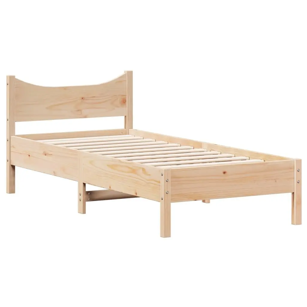 Solid Wood Pine Bed Frame 90x190 cm Brown