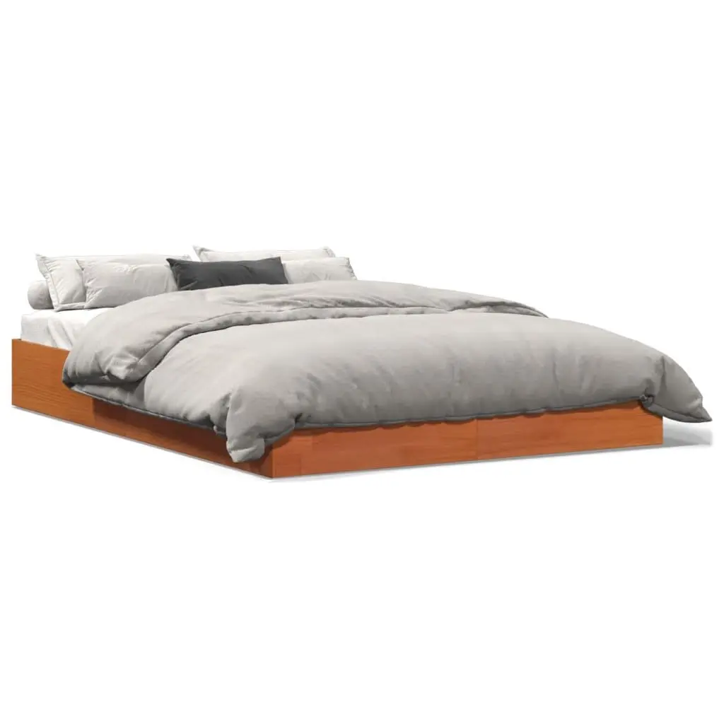 150x200 cm Brown Bed Frame in Solid Wood