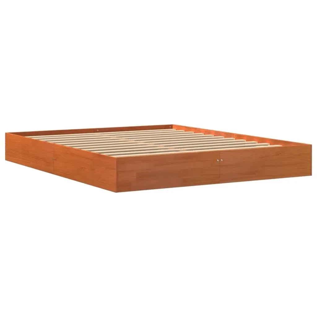 150x200 cm Brown Bed Frame in Solid Wood