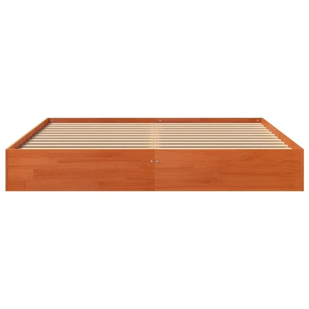 150x200 cm Brown Bed Frame in Solid Wood