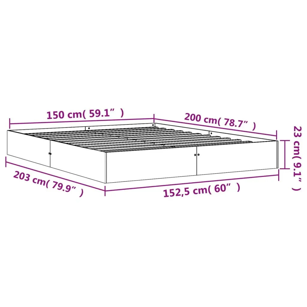 150x200 cm Brown Bed Frame in Solid Wood