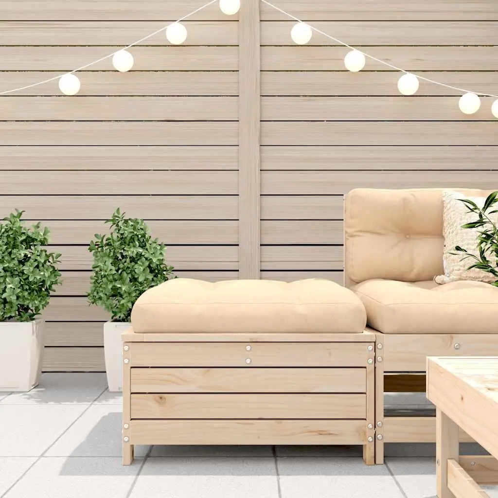 Outdoor Footstool Ottoman Solid Pine Wood Brown 62 x 63.5 x 32 cm