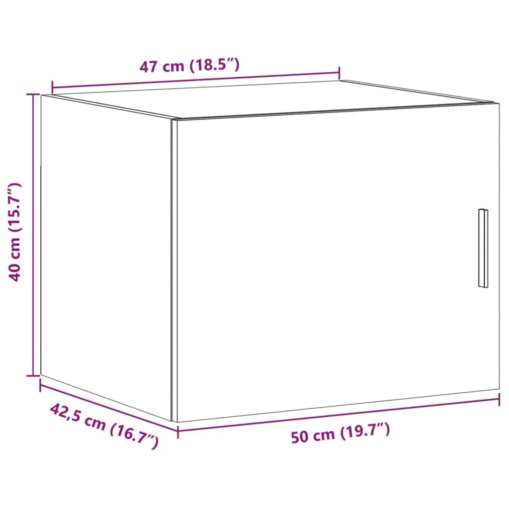 Wall Cabinet Engineered Wood 50 x 42.5 x 40 cm Brown Sonoma Oak Floating Storage Unit