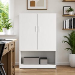 Versatile White Wall Cabinet for Multiple Rooms