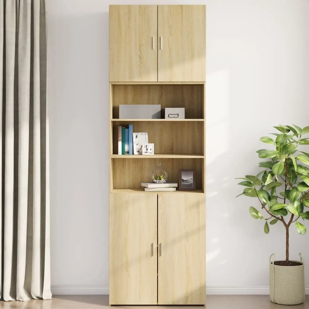 Wall Mounted Cabinet Brown Engineered Wood Space Saving Storage 80x42.5x64cm