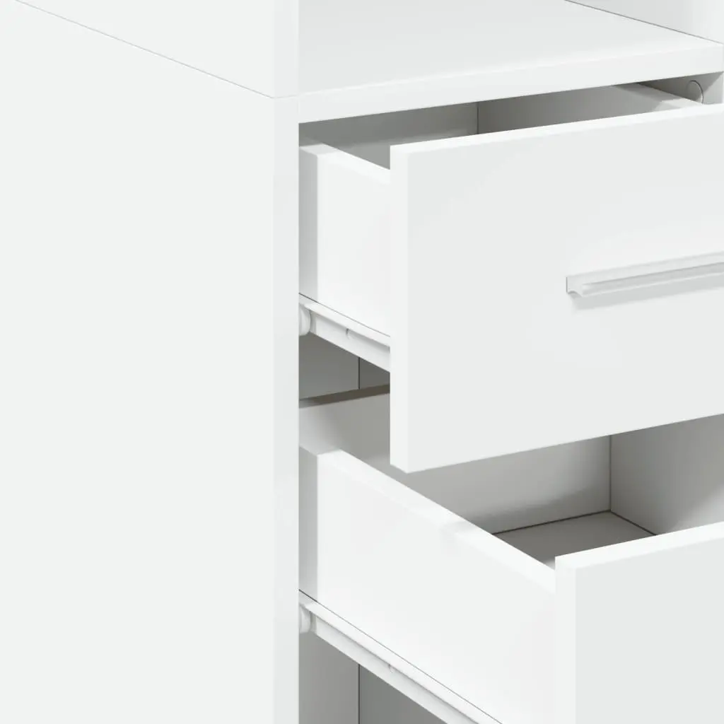 Highboard Storage Cabinet White Modern Engineered Wood Sideboard Cupboard