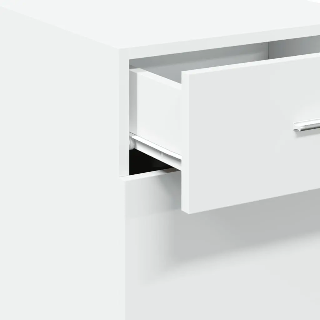 White Sideboard Storage Cabinet with Drawer Door Engineered Wood Home Furniture