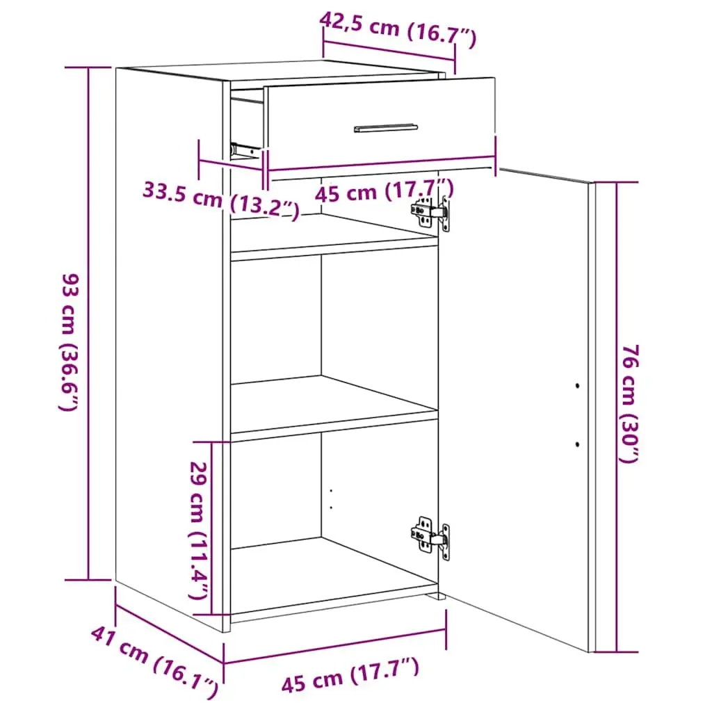 Sideboard Cabinet Storage Cupboard Engineered Wood 45 x 42.5 x 93 cm White