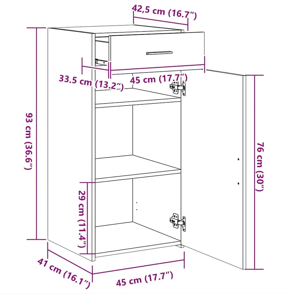 Sideboard Brown Engineered Wood Storage Cabinet Cupboard Drawer Door