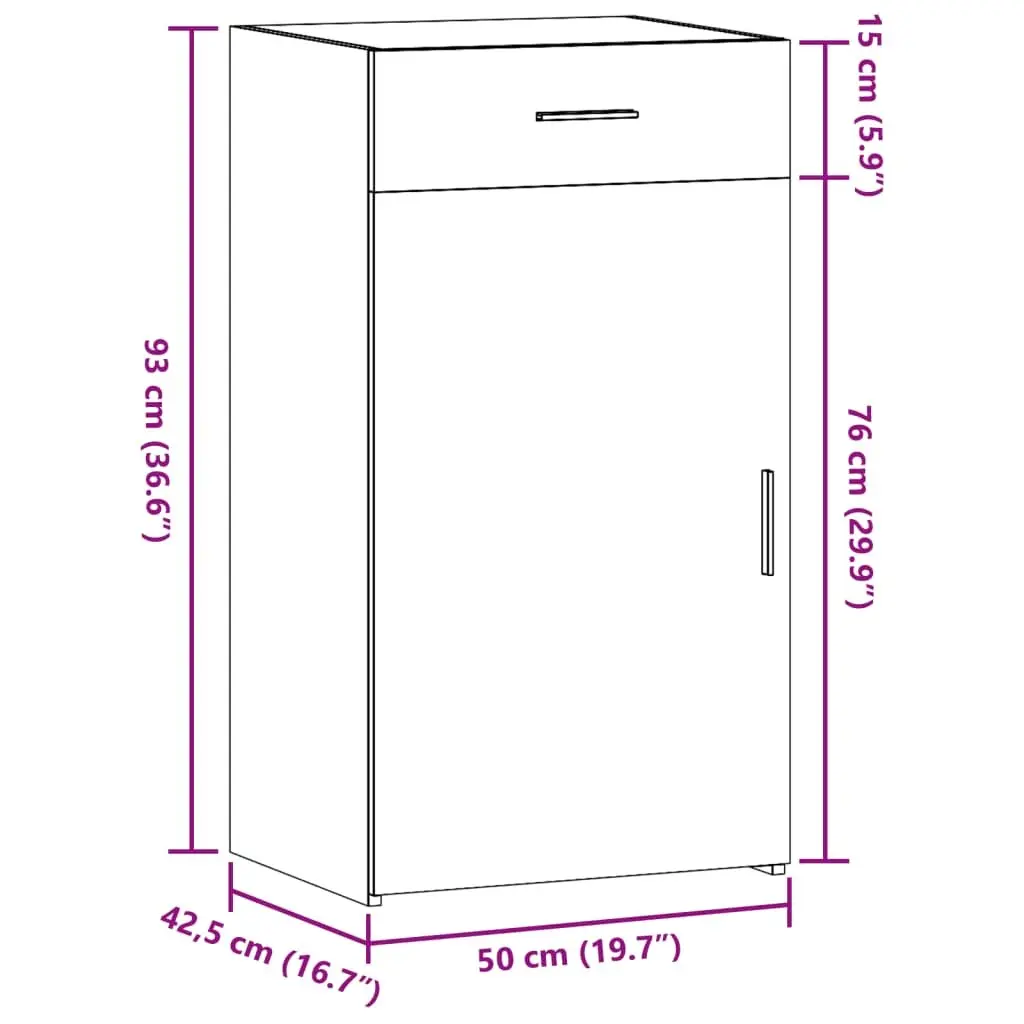 Engineered Wood Sideboard Cabinet Storage White with Door and Drawer 50x42.5x93cm