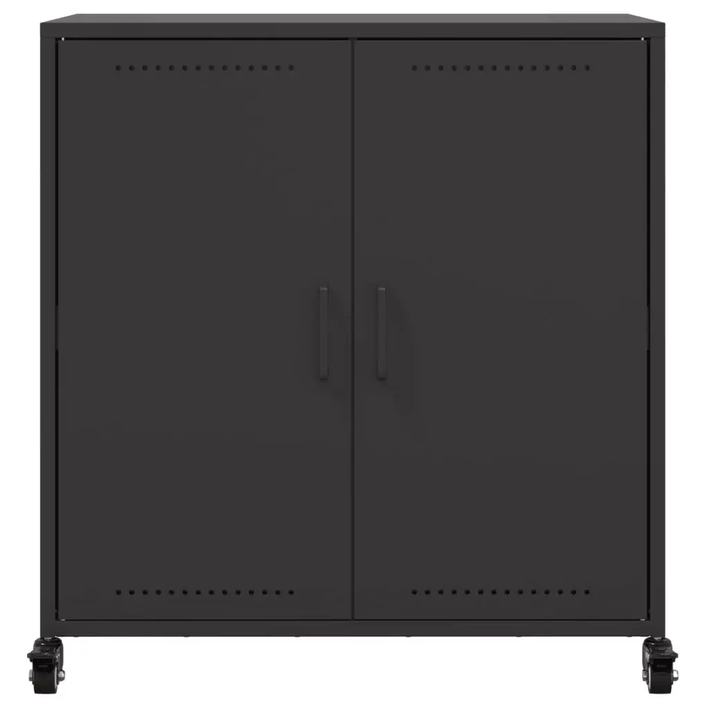 Sideboard Black Storage Cabinet Elegant Furniture Wheels Durable Steel Organiser