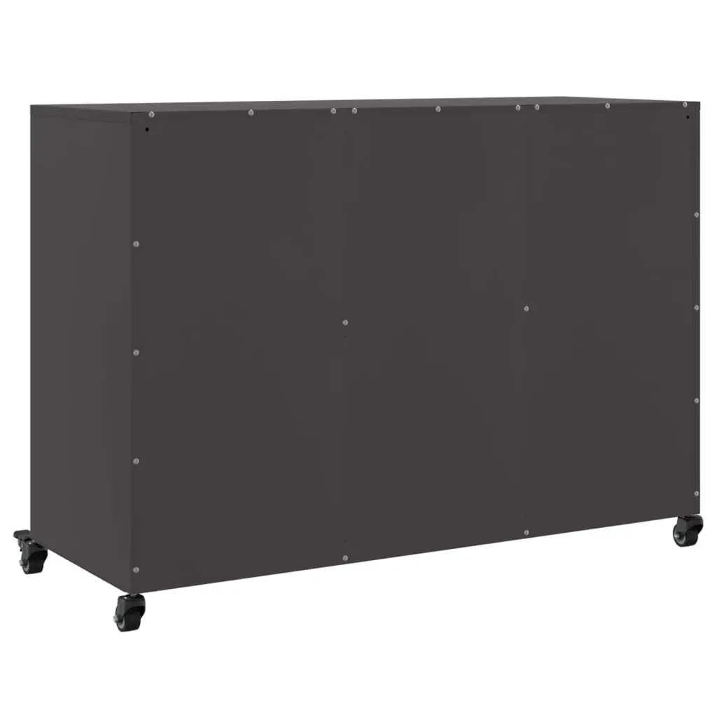 Sideboard Black Storage Cabinet Wheels Buffet Organiser Furniture 100.5x39x72cm