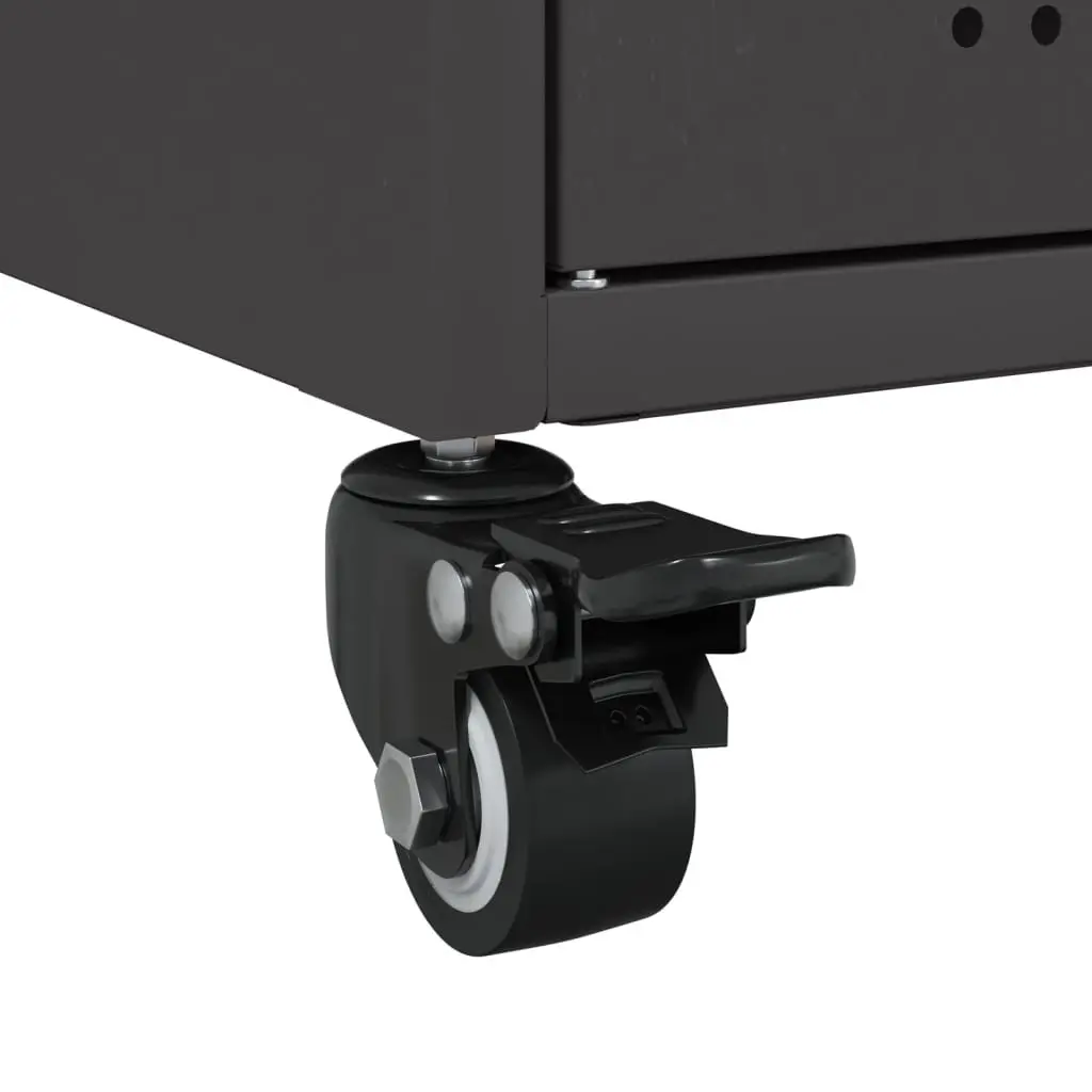 Sideboard Black Storage Cabinet Wheels Buffet Organiser Furniture 100.5x39x72cm