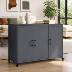 Practical Anthracite Storage Sideboard on Wheels