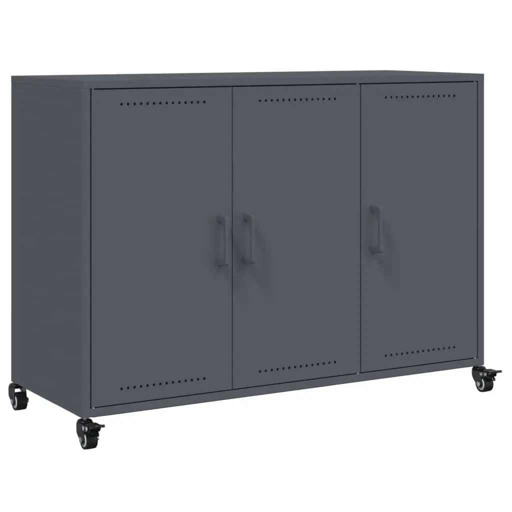 Sideboard Steel Anthracite 100.5 x 39 x 72 cm with Wheels