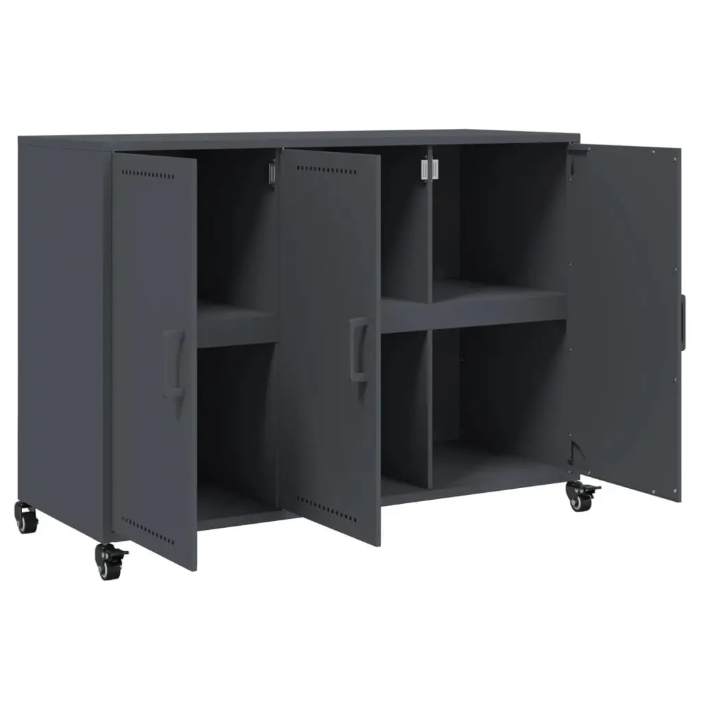 Sideboard Steel Anthracite 100.5 x 39 x 72 cm with Wheels
