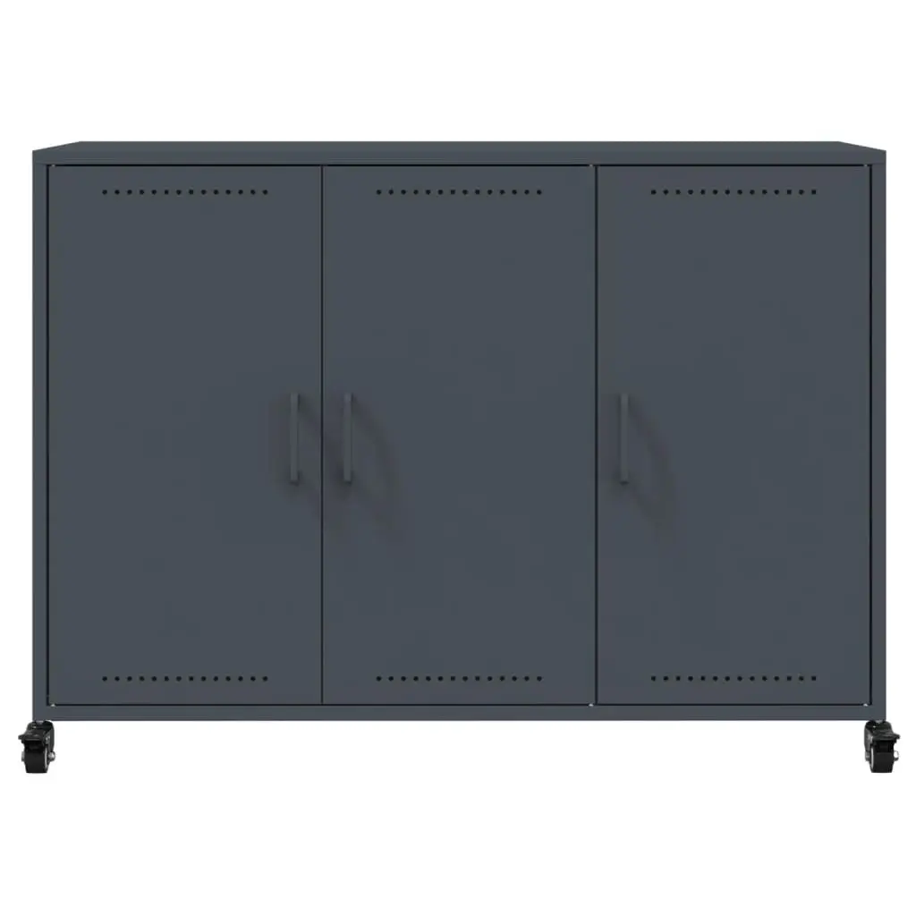 Sideboard Steel Anthracite 100.5 x 39 x 72 cm with Wheels
