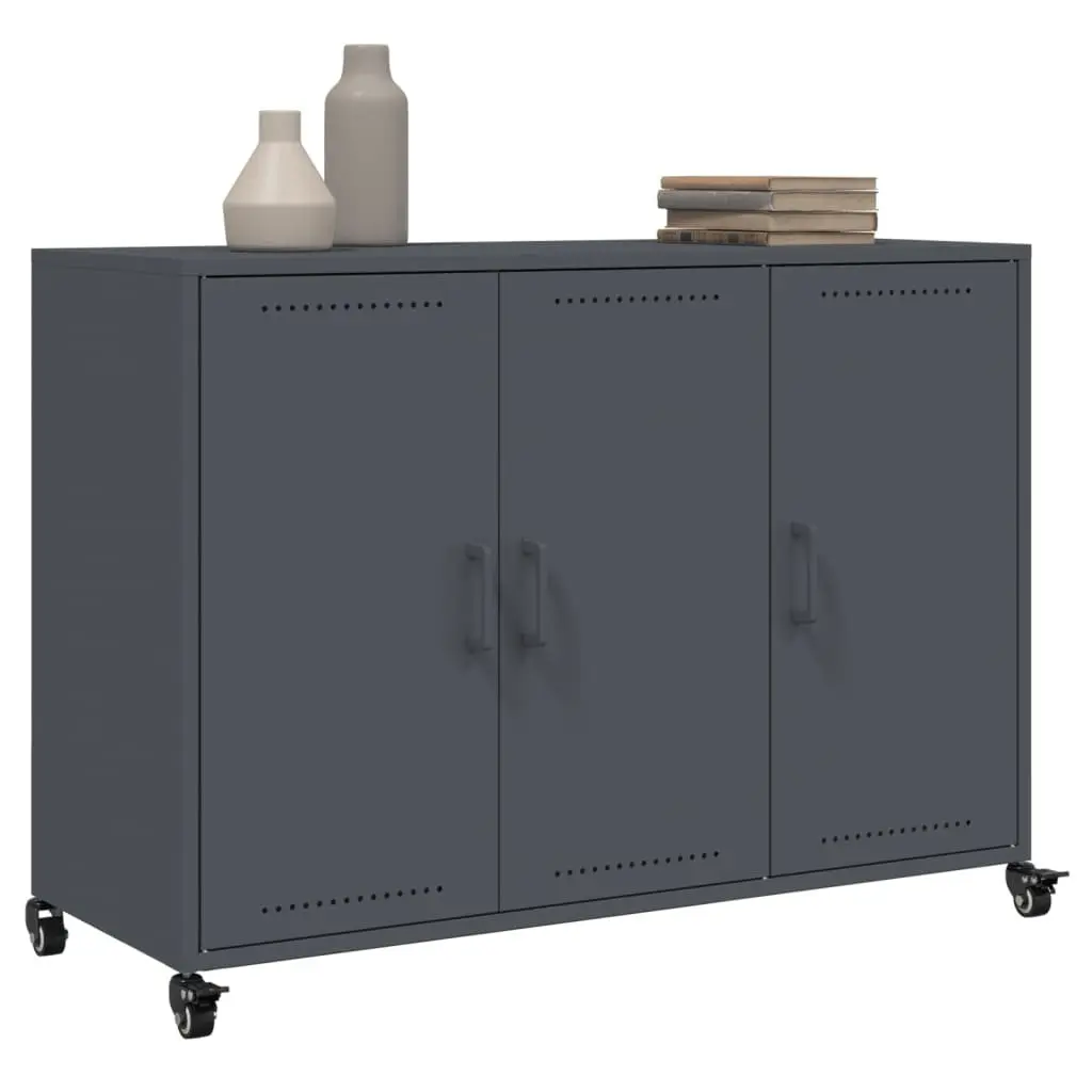 Sideboard Steel Anthracite 100.5 x 39 x 72 cm with Wheels
