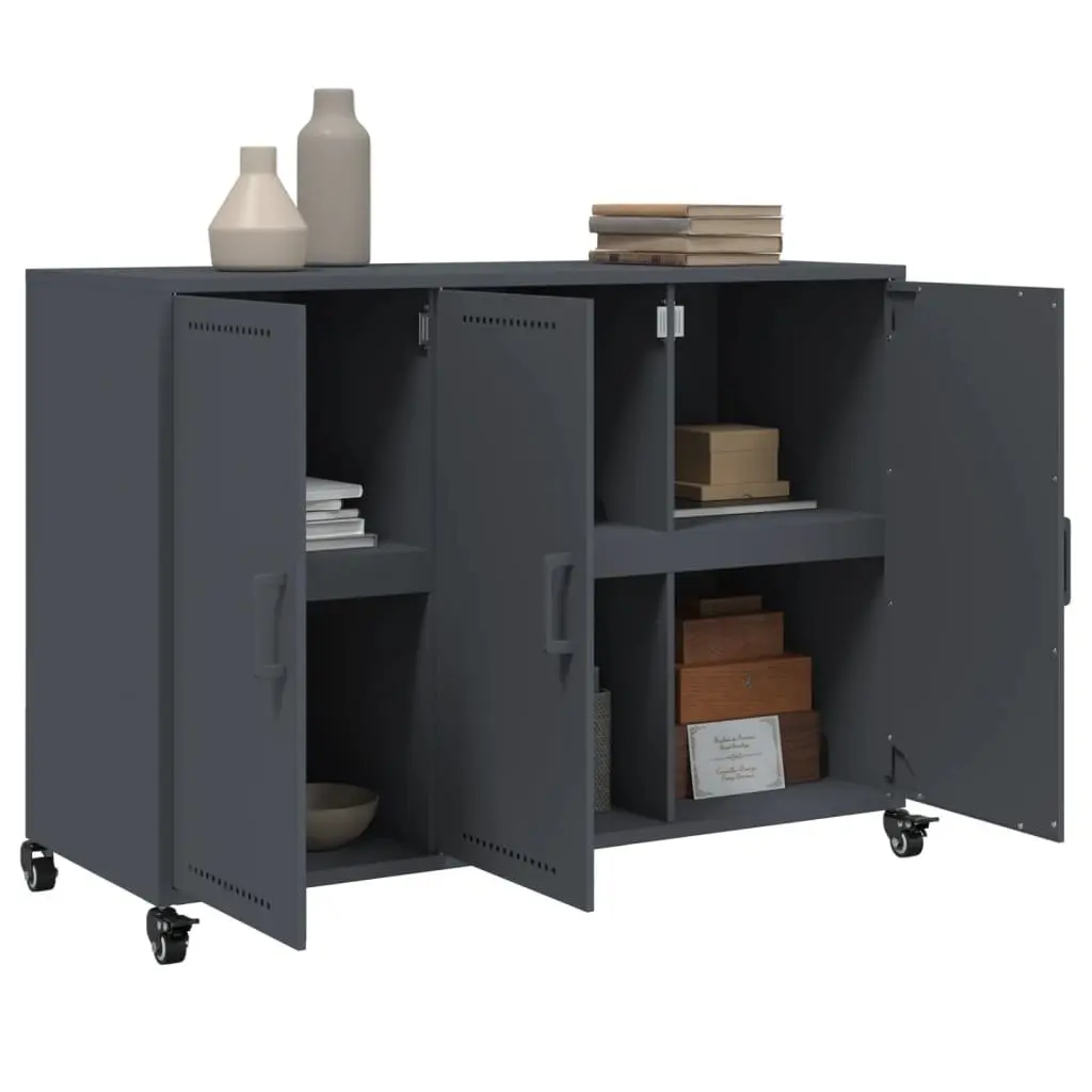 Sideboard Steel Anthracite 100.5 x 39 x 72 cm with Wheels