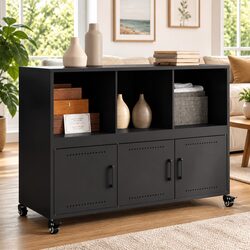 Versatile Black Storage Cabinet for Home Organization