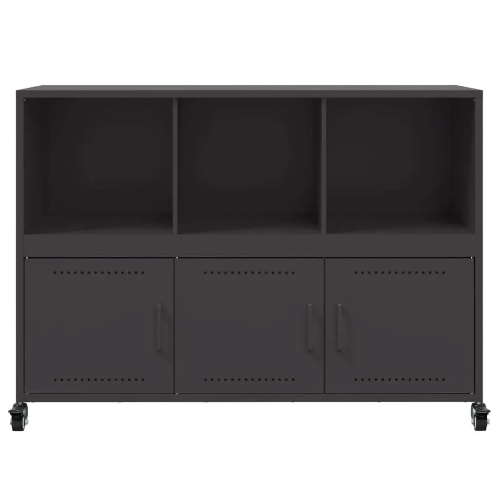 Sideboard Steel Black 100.5 x 39 x 72 cm Storage Cabinet with Wheels
