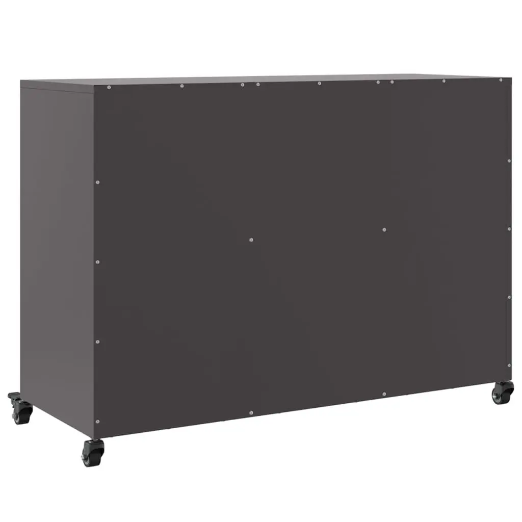 Sideboard Steel Black 100.5 x 39 x 72 cm Storage Cabinet with Wheels