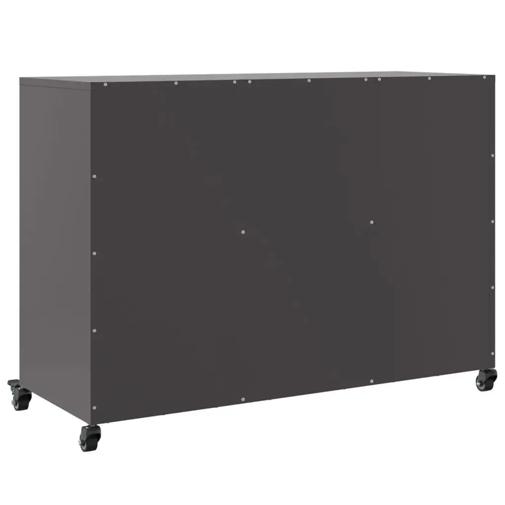 Sideboard Black Storage Cabinet 100.5x39x72 cm Steel Wheels Shelves Furniture