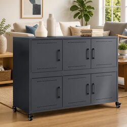 Versatile Anthracite Storage Cabinet with Wheels