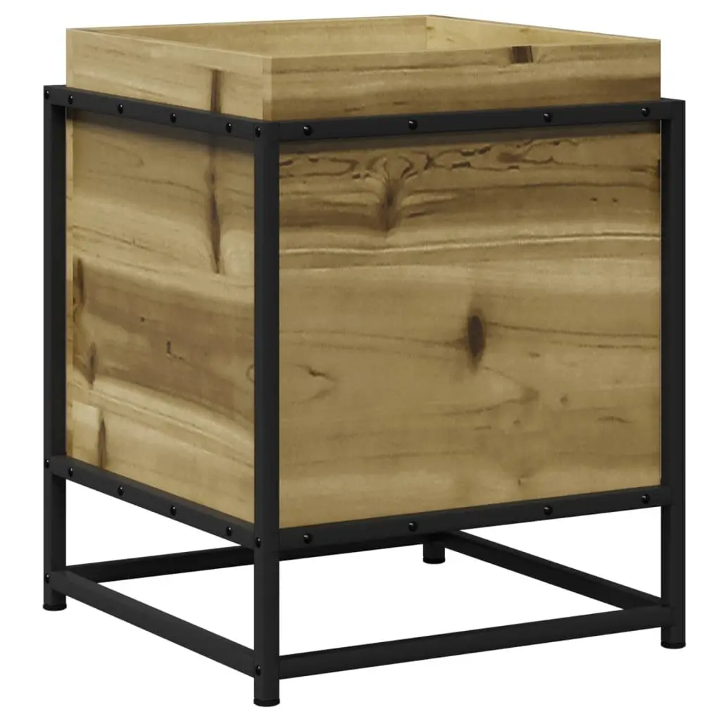 Outdoor Raised Planter Box Sturdy Construction 40x40x50cm Brown Impregnated Pine Wood Garden Bed