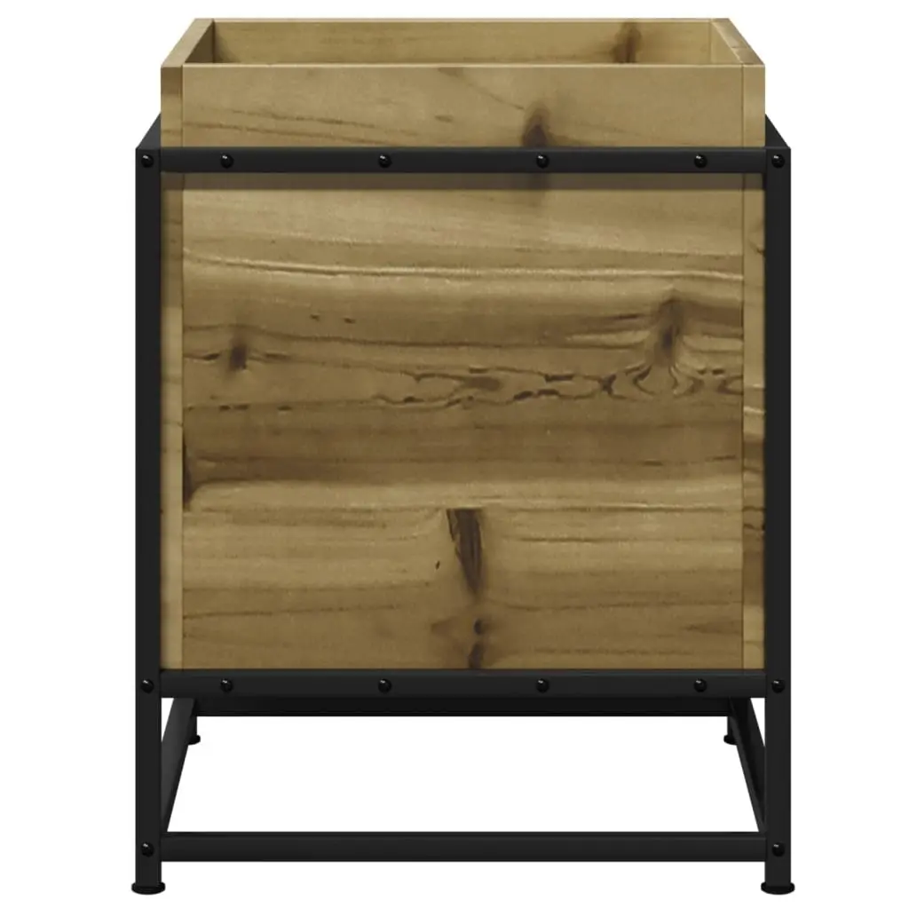 Outdoor Raised Planter Box Sturdy Construction 40x40x50cm Brown Impregnated Pine Wood Garden Bed