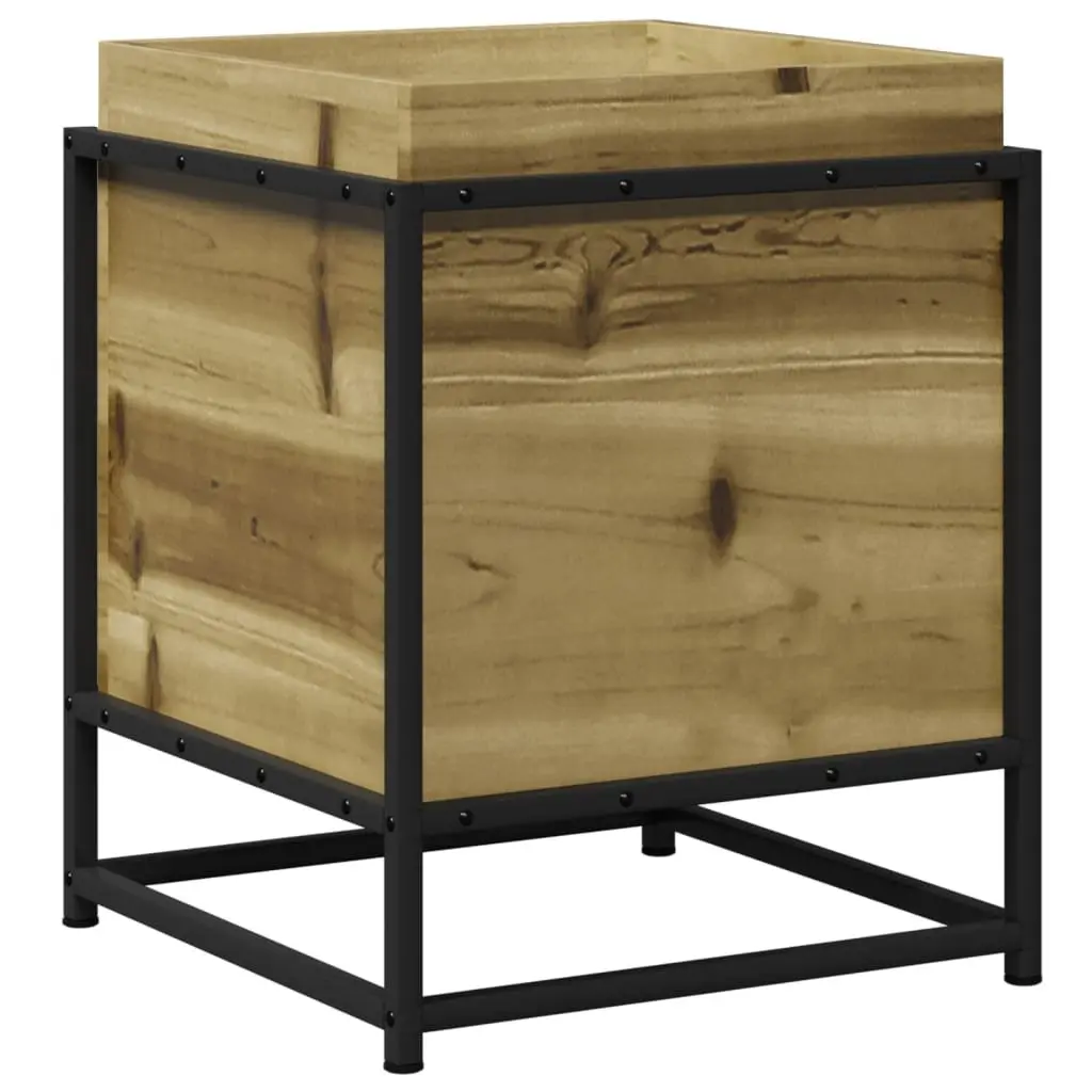 Outdoor Raised Planter Box Sturdy Construction 40x40x50cm Brown Impregnated Pine Wood Garden Bed
