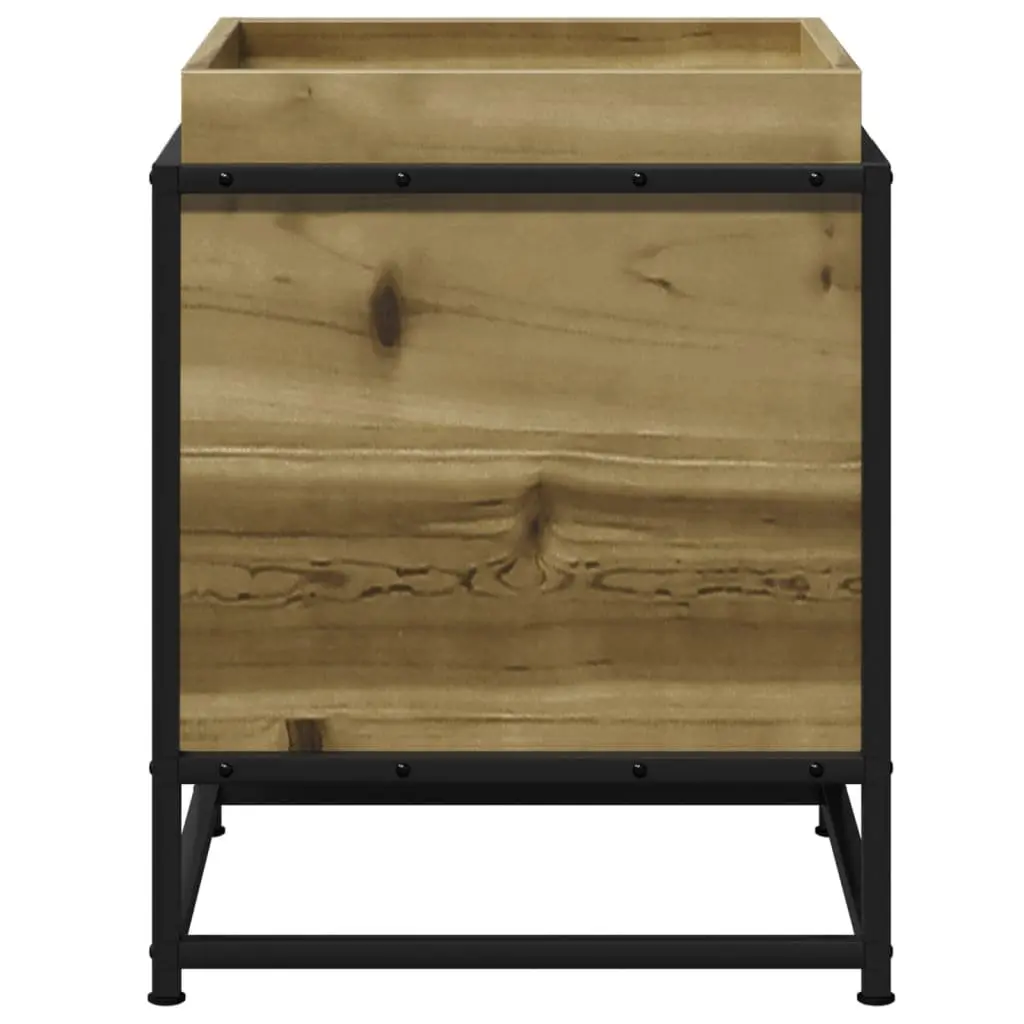 Outdoor Raised Planter Box Sturdy Construction 40x40x50cm Brown Impregnated Pine Wood Garden Bed