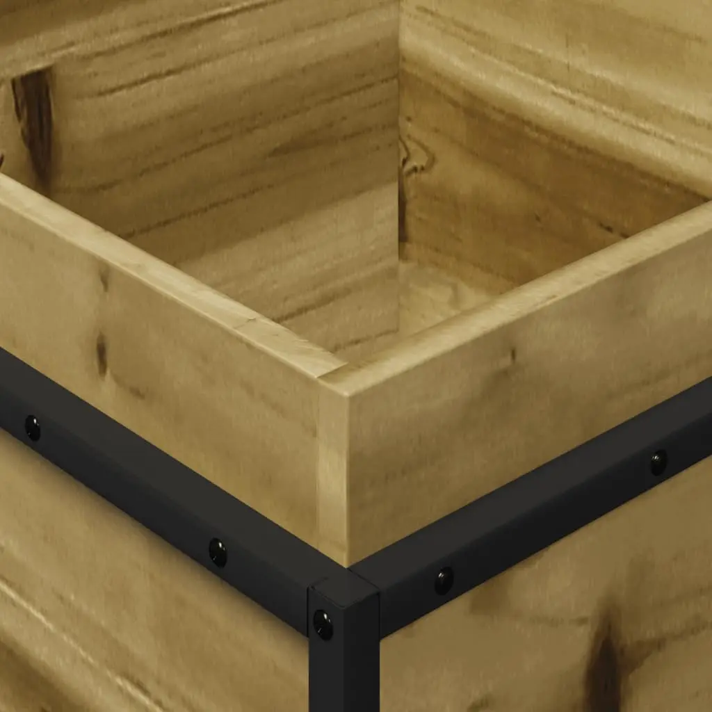 Outdoor Raised Planter Box Sturdy Construction 40x40x50cm Brown Impregnated Pine Wood Garden Bed