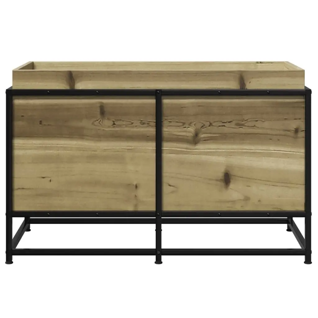 Garden Planter Box Outdoor Patio 80x40x50cm Brown Impregnated Pine Wood Steel Frame