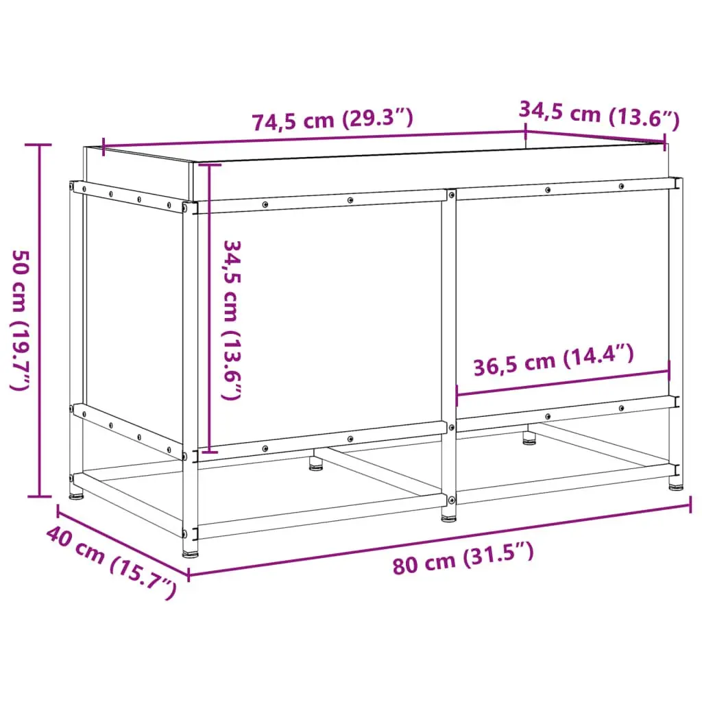 Garden Planter Box Outdoor Patio 80x40x50cm Brown Impregnated Pine Wood Steel Frame