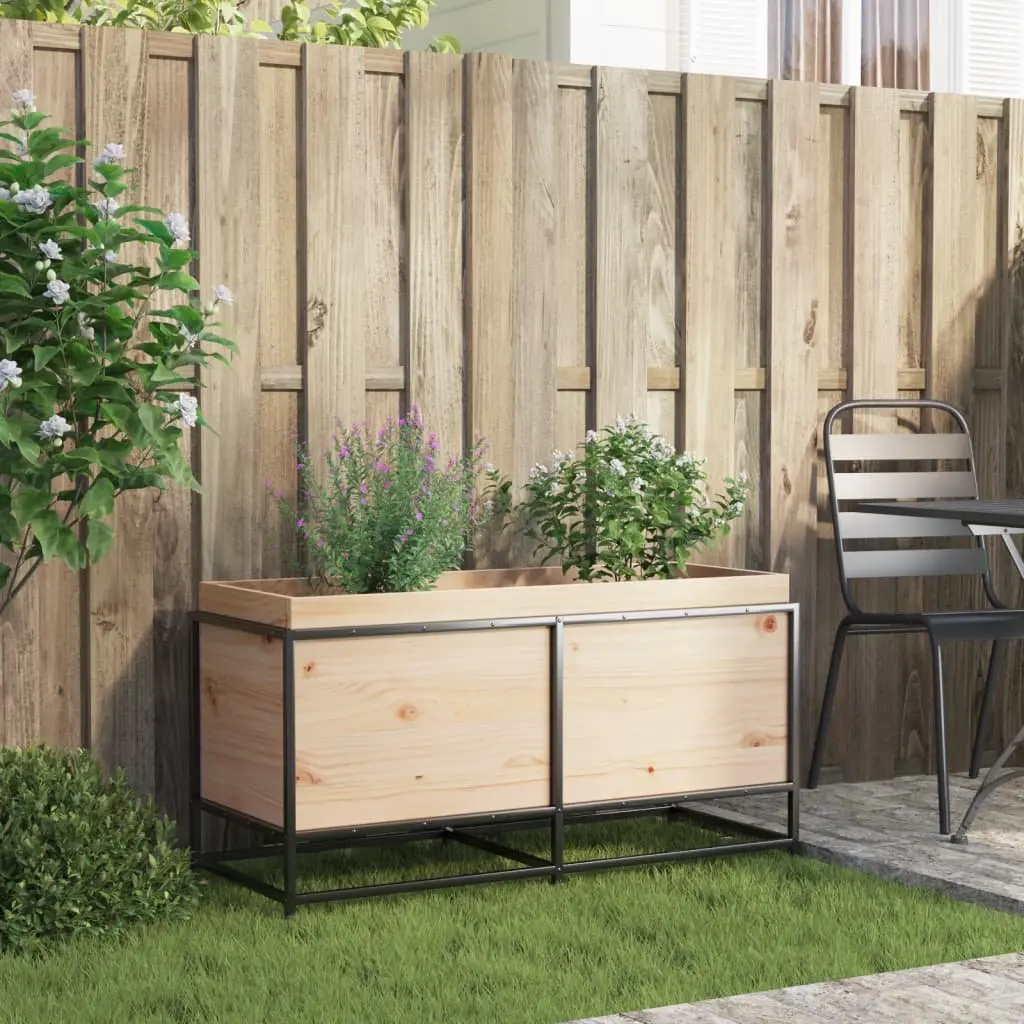 Garden Planter Box Solid Pine Wood 100 x 40 x 50 cm Brown Outdoor Patio Decoration